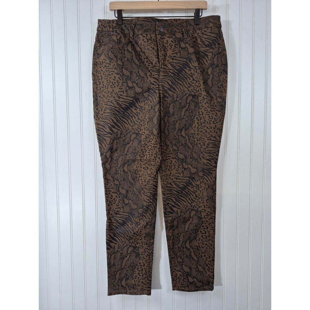 Chicos Jeggings Women 14R Brown Animal Print Leopard Zebra Snakeskin Slim 37x29